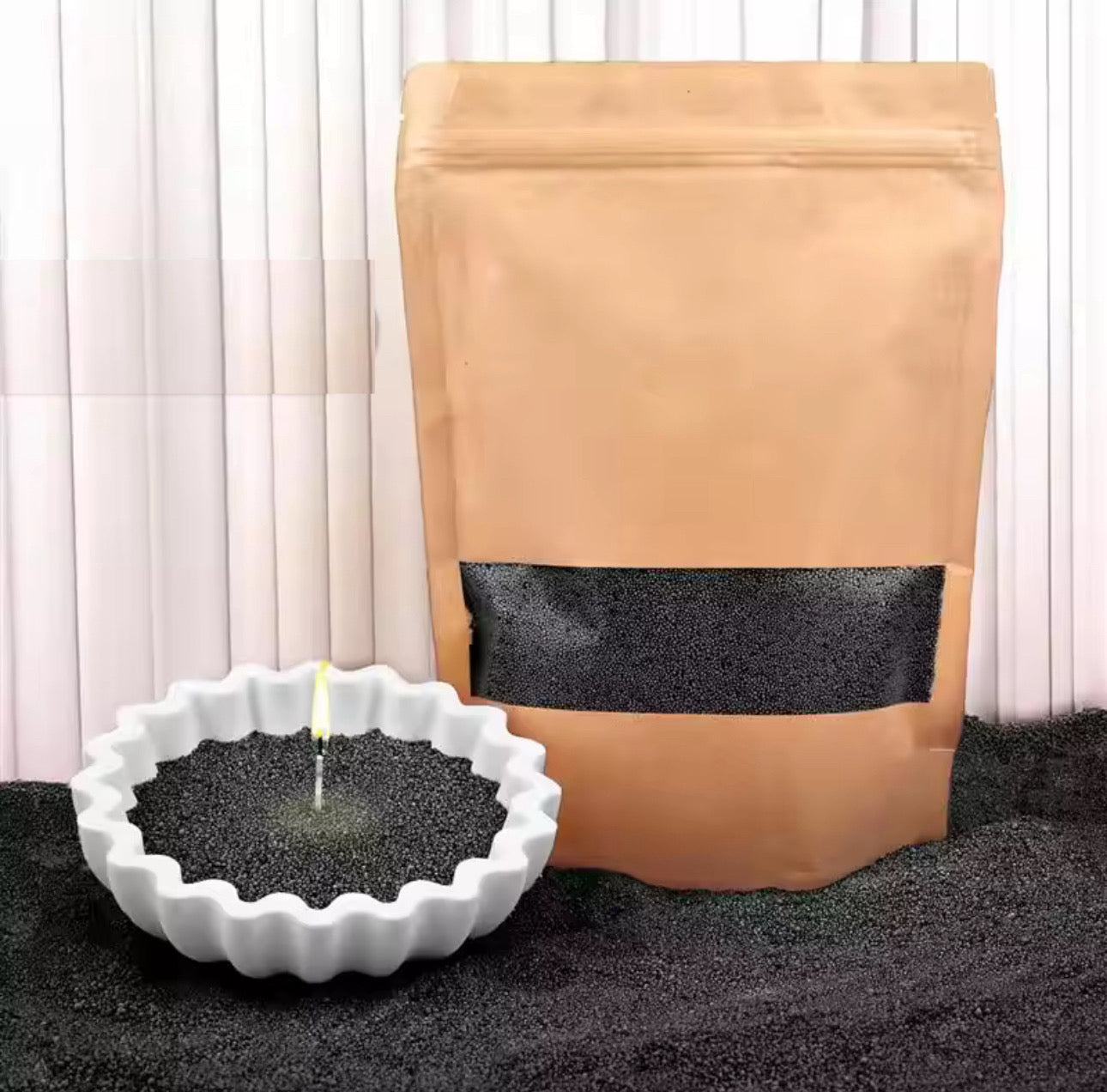 Refillable sand candle wax 500 Grams + 15 Wicks