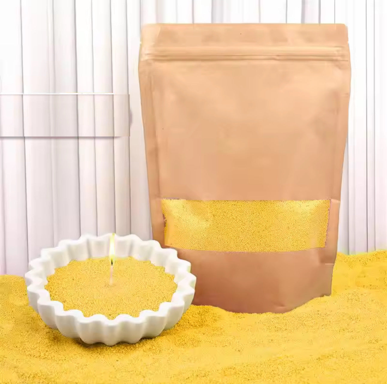 Refillable sand candle wax 500 Grams + 15 Wicks