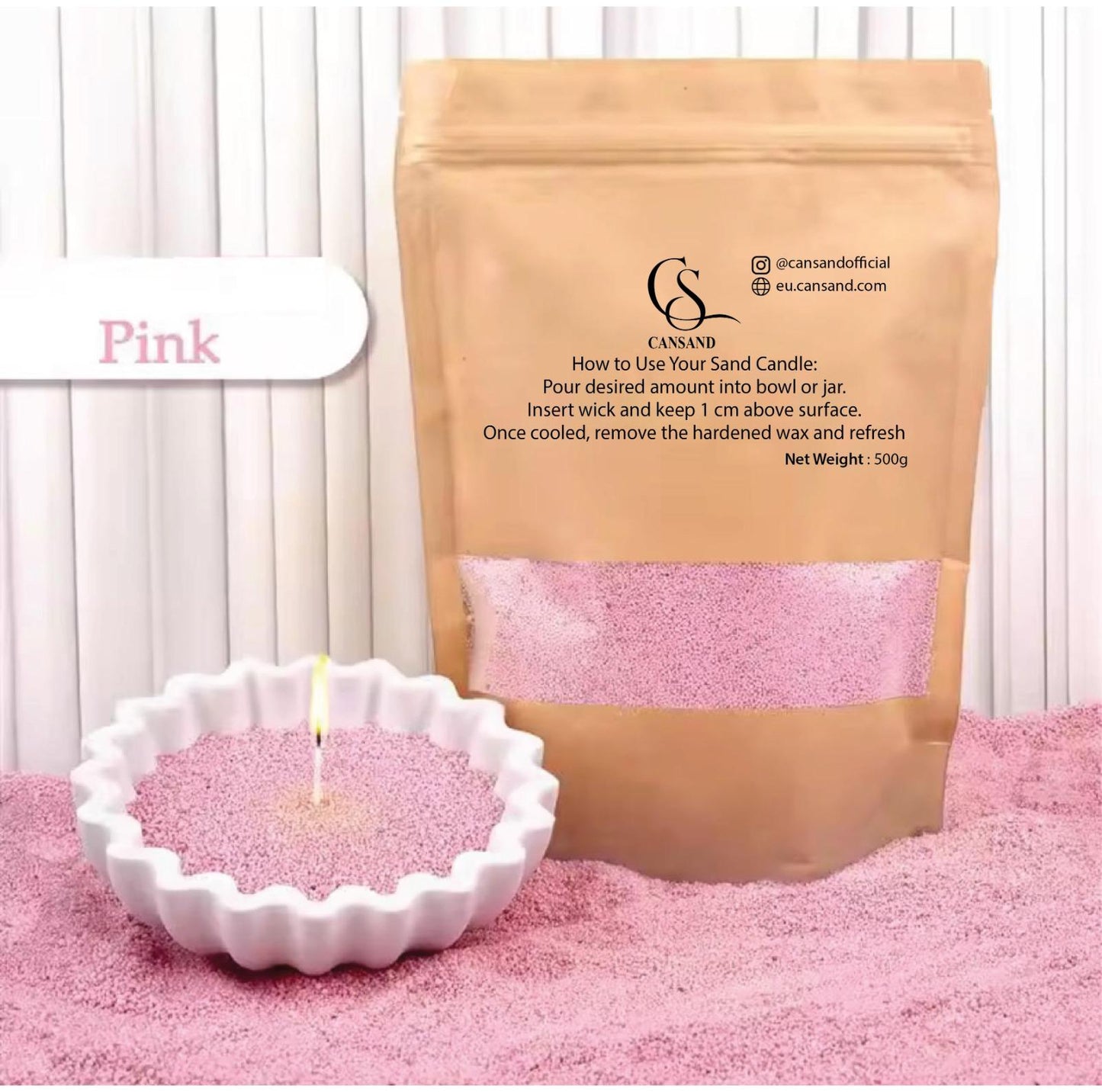 Refillable sand candle wax 500grams + 15 Wicks