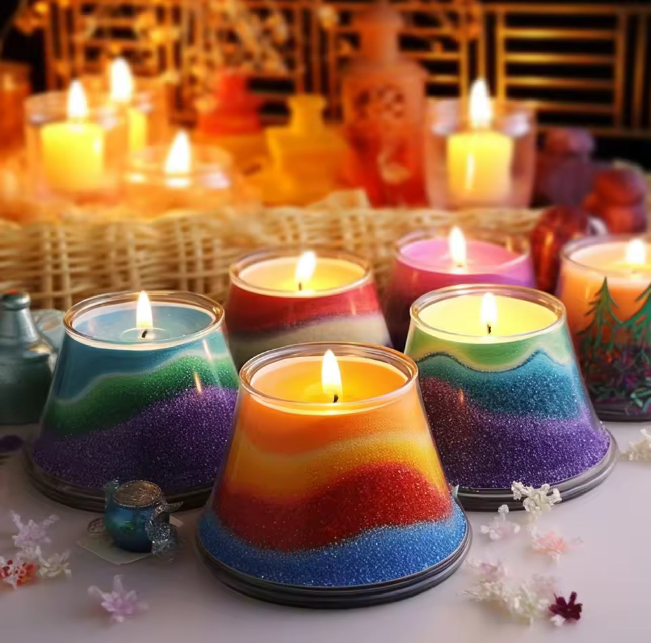 Refillable sand candle wax 500 Grams + 15 Wicks