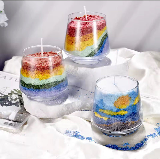 Refillable sand candle wax 500grams + 15 Wicks